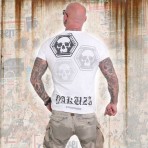 Tričko od značky Yakuza v bílé barvě s motivem Skull Collection
