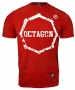 Tričko Octagon v červeném provedení, na přední straně velké logo Octagon v bílé barvě a přes celá záda bílé zuby a pod nimi nápis Octagon. 